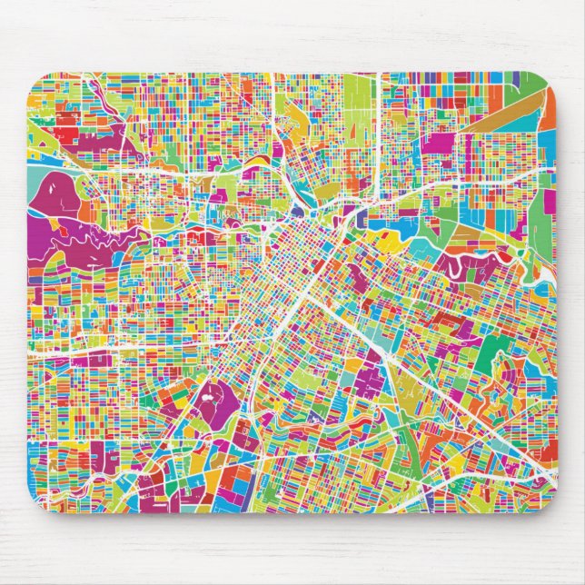 Houston, Texas | Neon Map Mouse Mat (Front)