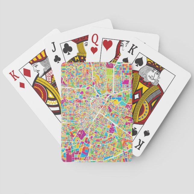 Houston, Texas | Neon Map Playing Cards (Back)
