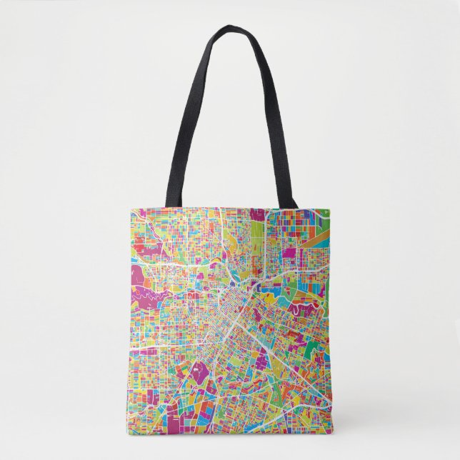 Houston, Texas | Neon Map Tote Bag (Front)