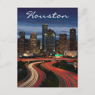 Houston Texas Night Postcard
