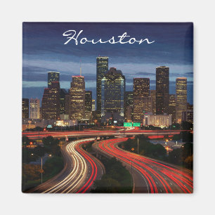 Houston Texas Night Postcard Magnet