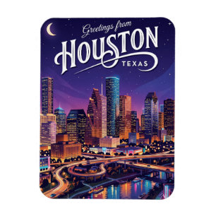 Houston Texas Night Skyline Texas Magnet