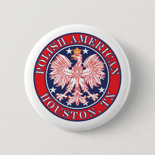 Houston Texas Polish American Eagle 6 Cm Round Badge