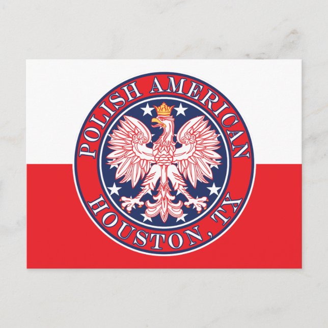 Houston Texas Polish American Eagle Postcard (Front)