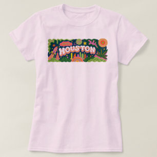 Houston Texas Retro Space City PNG Colourful Sky T-Shirt