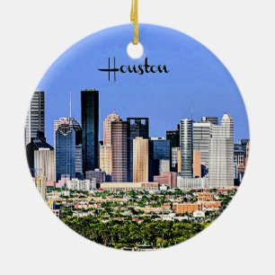 Houston, Texas scenic cityscape photo Ceramic Tree Decoration