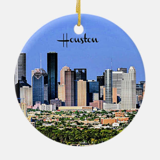 Houston, Texas scenic cityscape photo Ceramic Tree Decoration (Back)