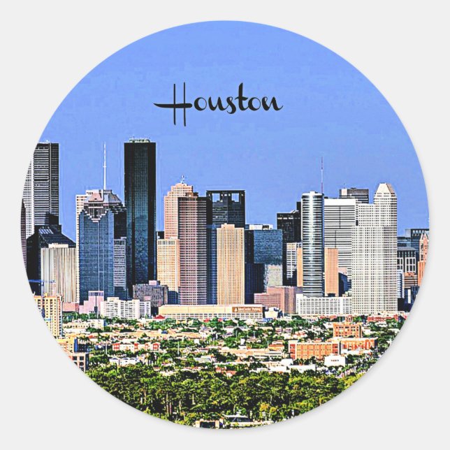 Houston, Texas scenic cityscape photo Classic Round Sticker (Front)