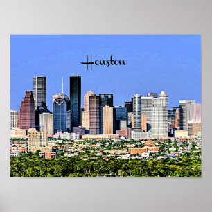 Houston, Texas scenic cityscape photo Poster