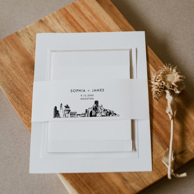 Houston Texas Skyline Belly Band, 2"x11.5" Invitation Belly Band (Creator Uploaded)