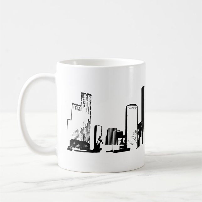 Houston, Texas Skyline, Black - Line Art Coffee Mug (Left)