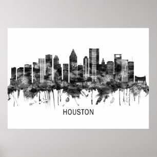 Houston Texas Skyline BW Poster