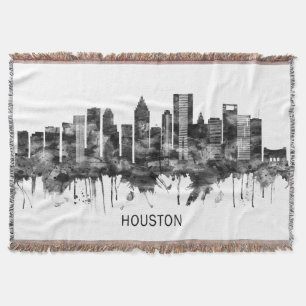 Houston Texas Skyline BW Throw Blanket