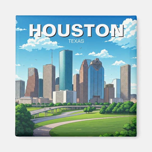 Houston Texas Skyline Cityscape spring Magnet (Front)
