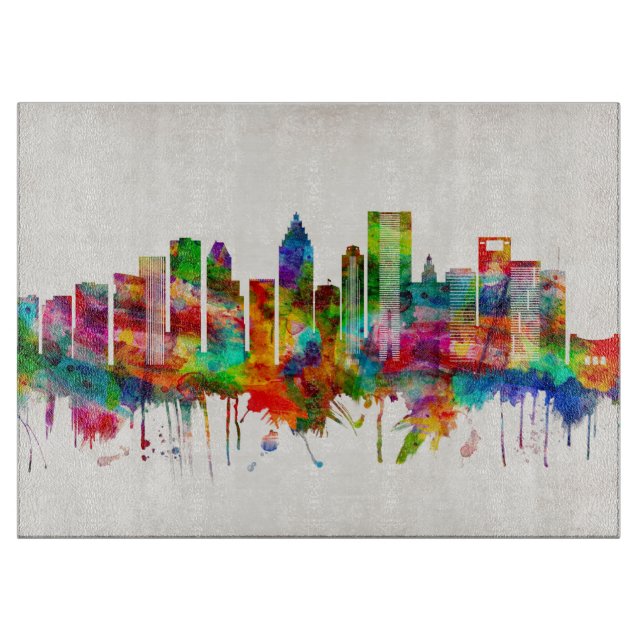 Houston Texas Skyline Cutting Board (Front)