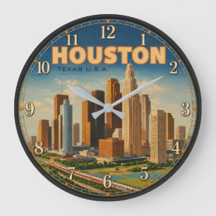 Houston Texas Skyline  Large Clock