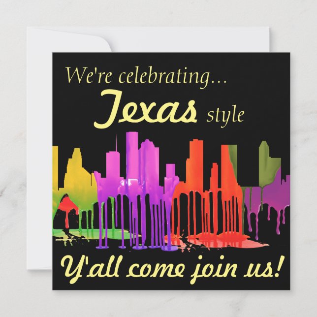 HOUSTON TEXAS SKYLINE PUDDLES - INVITATION (Front)