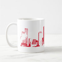 Houston, Texas Skyline, Red - Line Art