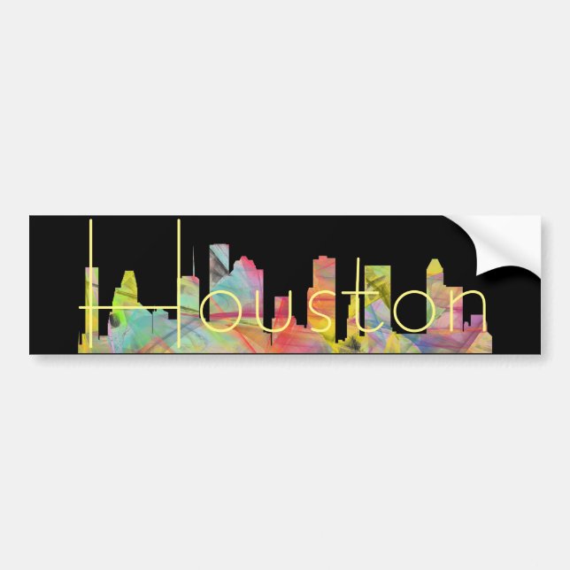 HOUSTON TEXAS SKYLINE WB1 - BUMPER STICKER (Front)