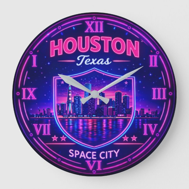 Houston Texas Space City  Large Clock (Front)