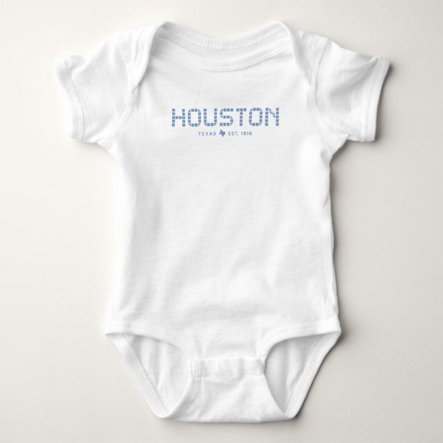 Houston & Texas Tile, Blue Tile, Houston Texas Baby Bodysuit (Front)