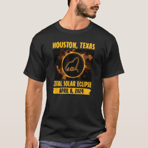 Houston Texas Total Solar Eclipse Wolf Howling At  T-Shirt