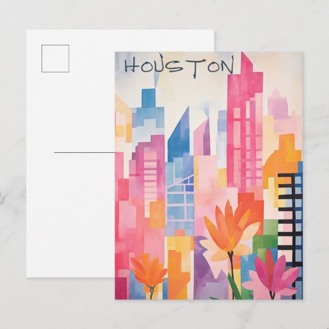 Houston Texas Travel City Art Aesthetic Postcard (Front/Back)