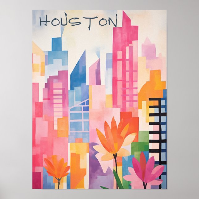 Houston Texas Travel City Art Aesthetic Poster (Front)
