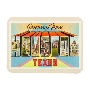 Houston Texas TX Old Vintage Travel Souvenir Magnet