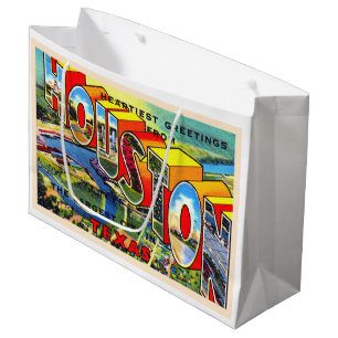 Houston Texas TX Vintage Large Letter Postcard Gift Bag