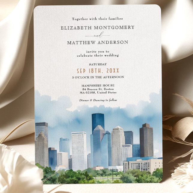 HOUSTON Texas USA City Skyline Wedding Invitation (Creator Uploaded)