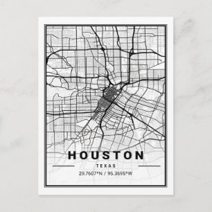 Houston Texas USA Travel City Map Poster Postcard