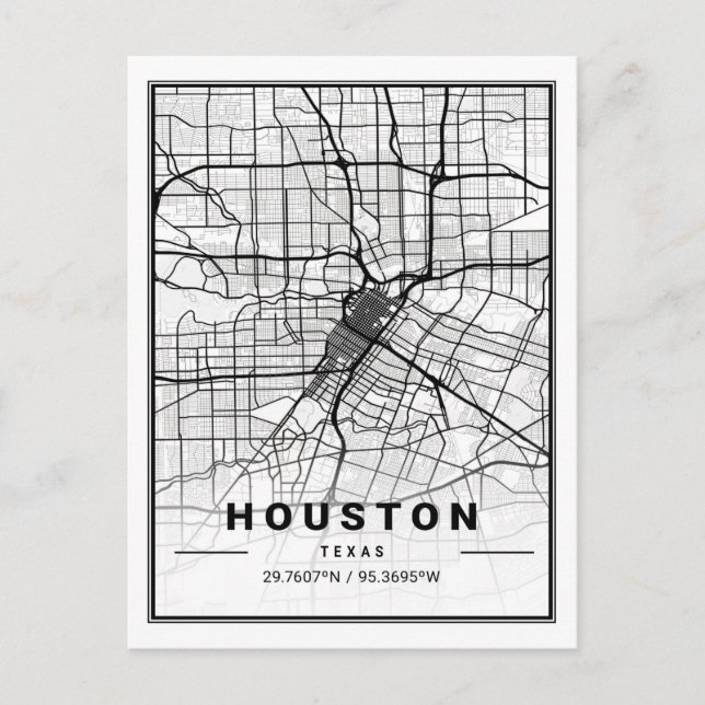 Houston Texas USA Travel City Map Poster Postcard (Front)