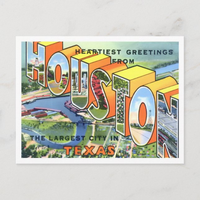 Houston, Texas Vintage Big Letters Postcard (Front)