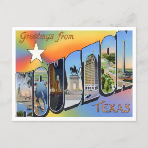 Houston, Texas Vintage Big Letters Postcard
