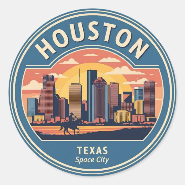Houston Texas vintage Classic Round Sticker (Front)