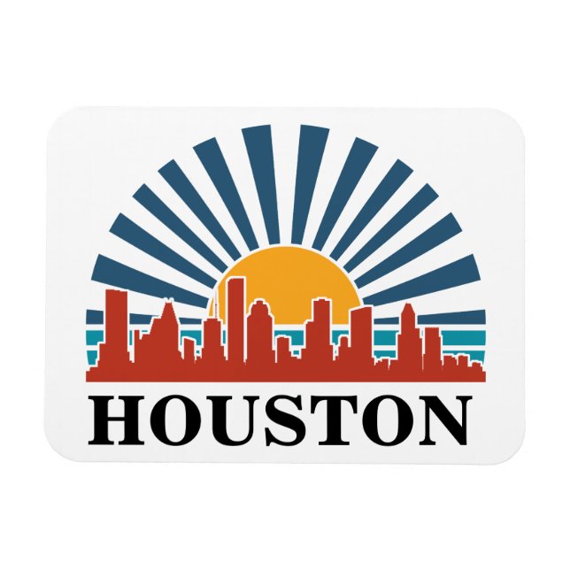 Houston Texas Vintage Sunset Retro Travel Magnet (Horizontal)