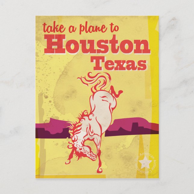 Houston, Texas Vintage Travel Poster Postcard (Front)