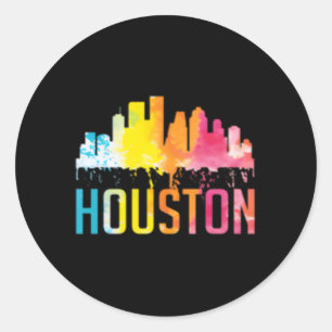 Houston Texas Watercolor Skyline Home State Classic Round Sticker