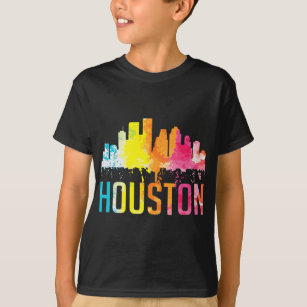 Houston Texas Watercolor Skyline Home State Souven T-Shirt