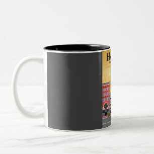 Houston travel poster in a vintage and minimal ret Two-Tone coffee mug
