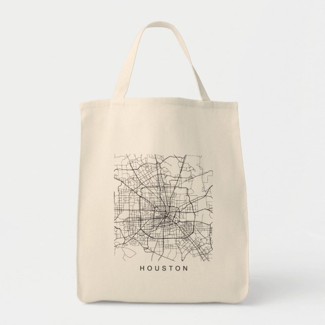 Houston TX Minimalist City Street Map Dark Design Tote Bag (Front)