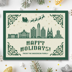 Houston, TX Skyline Happy Holidays Postcard