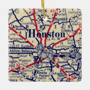 Houston TX Vintage Map Ceramic Ornament