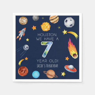 Houston We Have A 7 Year Old 7th Birthday Party Napkin