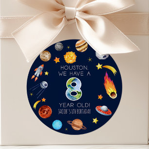 Houston We Have A 8 Year Old 8th Birthday Party Classic Round Sticker