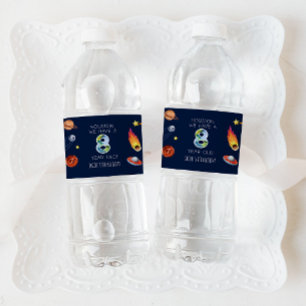 Houston We Have A 8 Year Old 8th Birthday Party Water Bottle Label