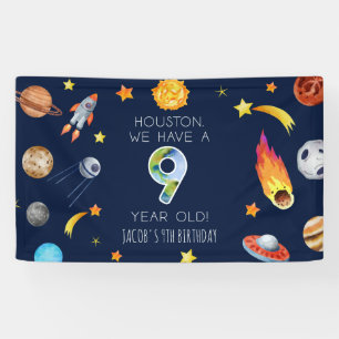 Houston We Have A 9 Year Old 9th Birthday Party Banner
