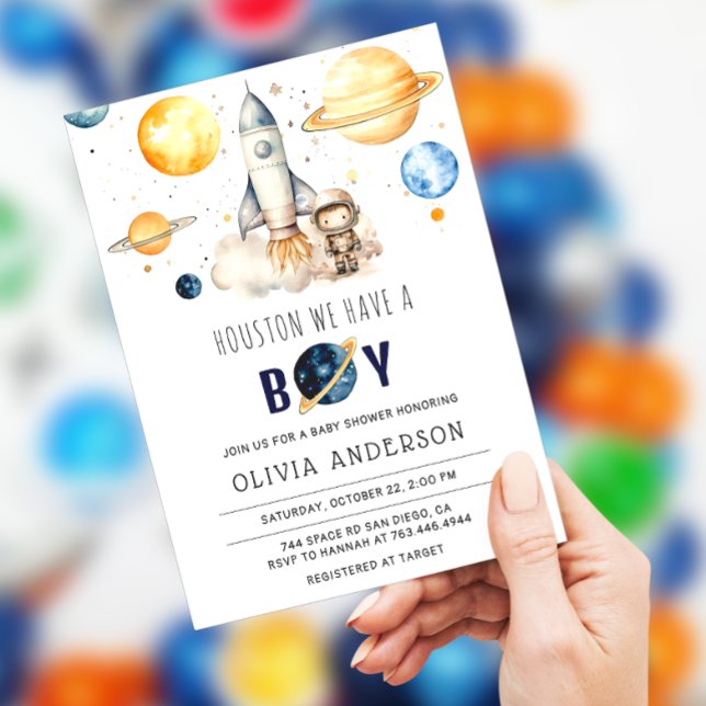 Houston We Have A Boy Astronaut Space Baby Shower  Invitation (Creator Uploaded)