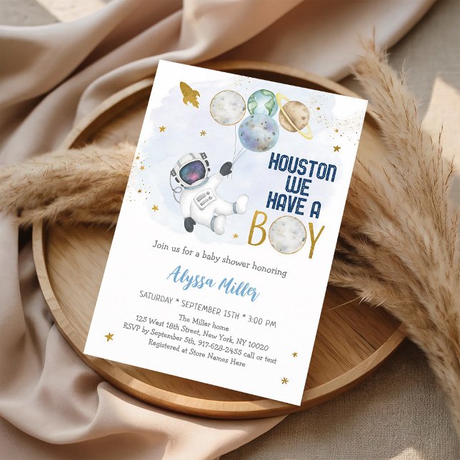 Houston We Have a Boy Astronaut Space Invitation (Creator Uploaded)